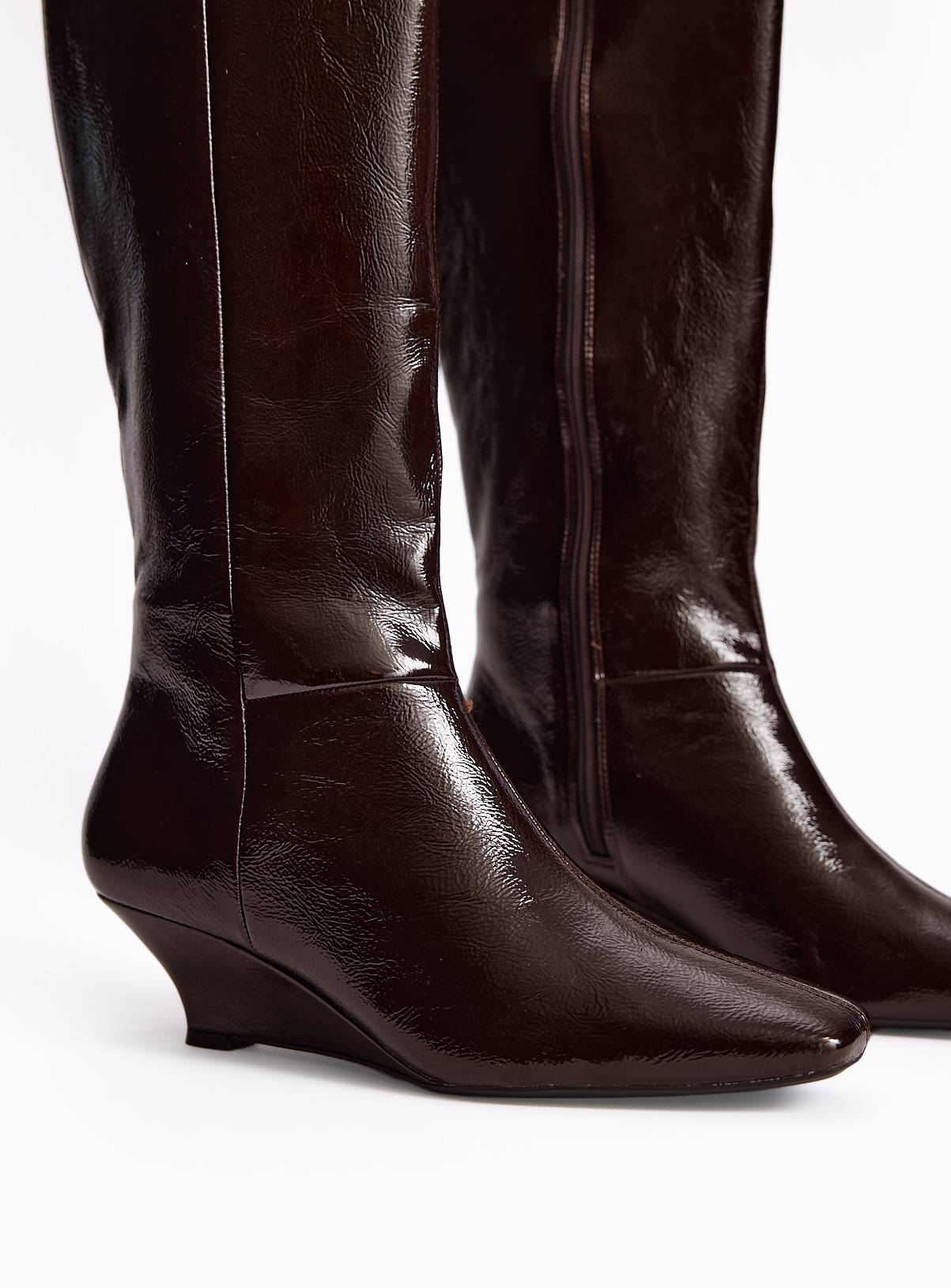 Dark Red Long Wedge Boots 6 - Image 2